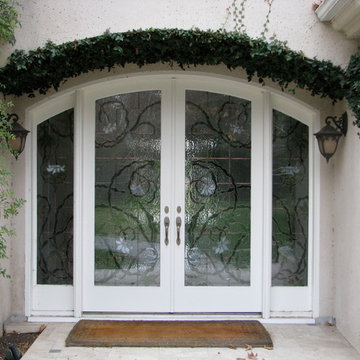 Floral-inspired Traditional/ Transitional Leaded Stained Glass doors and windows
