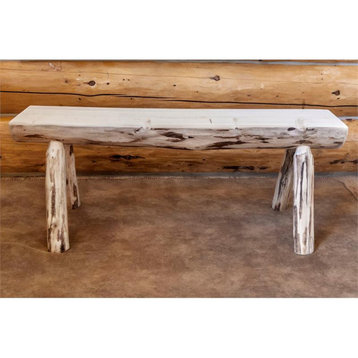 Montana Woodworks 45" Handcrafted Wood Half Log Bench in Natural