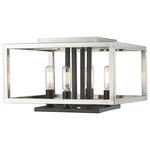Z-LITE - Z-LITE 456F-BN-BK Quadra 4 Light Flush Mount, Brushed Nickel + Black - Z-LITE 456F-BN-BK 4 Light Flush Mount, Brushed Nickel + BlackAll eyes divert upwards and take in the dynamic look of this brushed nickel and black finish four-light flush mount ceiling light. An open frame with clean lines offers a stylish home for candelabra-style bulb bases and showcases a metropolitan architectural motif.When conventional style won?Æt suffice, choose the eye-catching personality of the Quadra collection. Artistic influence meets stark geometric design, culminating in a fashionable open steel frame and traditional inner fittings with candelabra-style bulb bases. Gorgeous two-tone finishes expand its d??cor customization and deliver versatility to accentuate sleek modern and rich warm design palettes. Enjoy the convenient and mood-enhancing bonus of dimmable light levels.Collection: QuadraFrame Finish: Brushed Nickel + BlackFrame Material: SteelDimension(in): 13(L) x 13(W) x 8.5(H)Bulb: (4)60W Candelabra base,Dimmable(Not Included)UL Classification/Application: CUL/cETLu/Dry