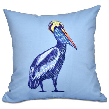 Sea Music, Animal Print Outdoor Pillow, Blue, 18"x18"