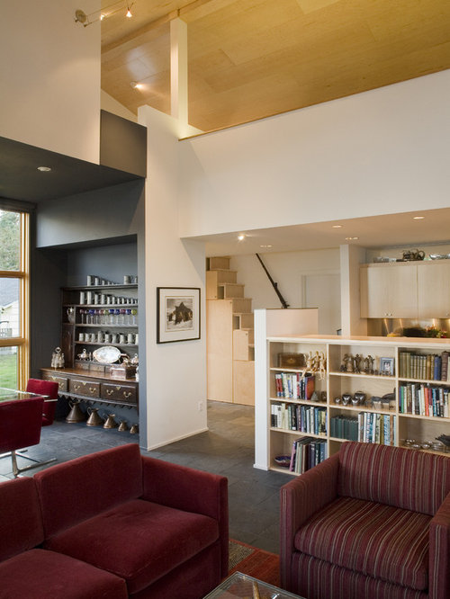 Gray Painted Bookshelves Houzz