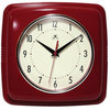 Square Retro Wall Clock, 9.25", Red