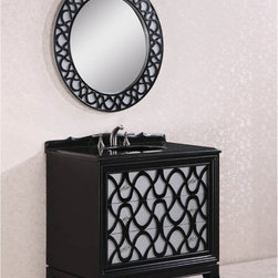 Abel Antique 38 inch Black Granite Top Single Sink Bathroom Vanity - Bathroom Vanities And Sink Consoles