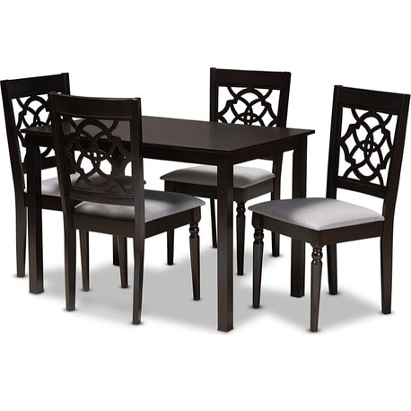 Renaud 5 Piece Bar Height Dining Set - Gray, Espresso, 43x27