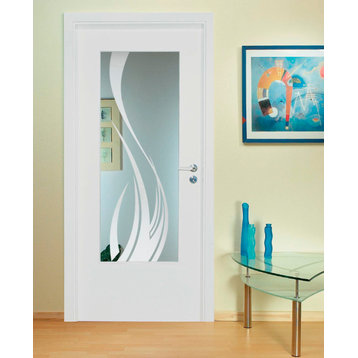 1 Lite Interior Slab / Book Door with Frosted Glass Insert, 22"x80, Finished (Pa