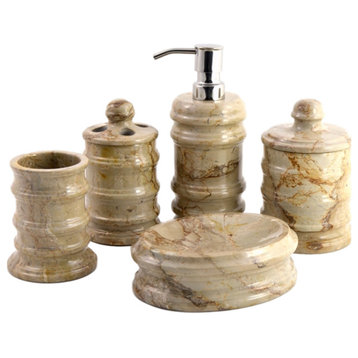 Sahara Beige Marble 5-Piece Bathroom Accessories Set of Bengal Collection