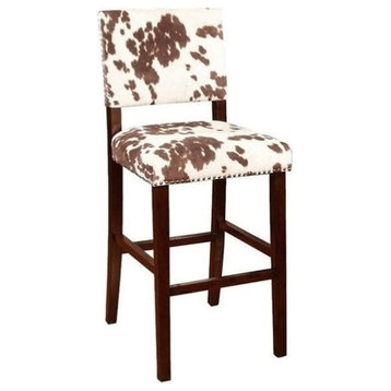 Bowery Hill 30" Microfiber & Wood Counter Stool in Brown/White