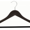 Wooden Suit Hanger With Velvet Bar, Espresso/Brushed Chrome Finish, Box of 25