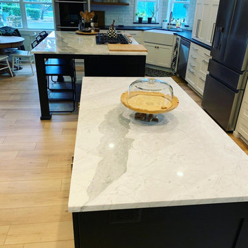 crisp white background and dramatic bold grey veining, Statuarietto Marble