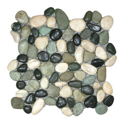 CNK Tile - Glazed Bali Turtle Pebble Tile: Hand-selected, seamless for indoor/outdoor - Mosaic Tile