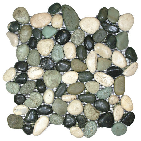 Glazed Bali Turtle Pebble Tile: Hand-selected, seamless for indoor/outdoor