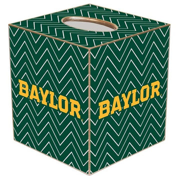 TB3116-Gold Baylor Green Chevron Tissue Box Cover