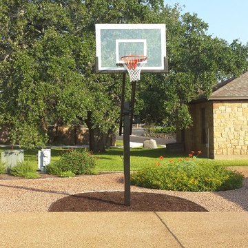 Clare H's Pro Dunk Silver Basketball System on a 32x22 in Kingsland, TX