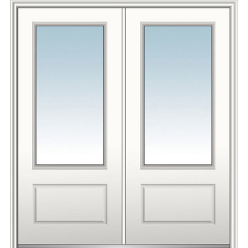 Classic Fiberglass Smooth Double Door 3/4-Lite, 74"x81.75", Hand In-Swing: Left