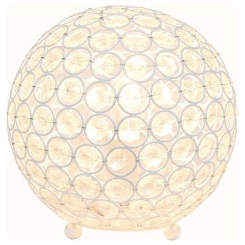 Elegant Designs Elipse 8" Crystal Ball Sequin Table Lamp, White