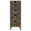 Gallerie Decor Rio 5-Drawer Transitional Metal/Wood Tower in Gray
