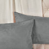 Suede Pillow Shell with Big Zipper, Silver Grey, 14x26"