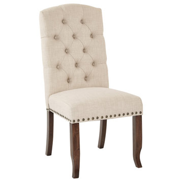 Jessica Tufted Dining Chair, Linen Fabric