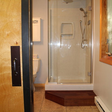 Custom Bathroom Barn Door and Shower Stair