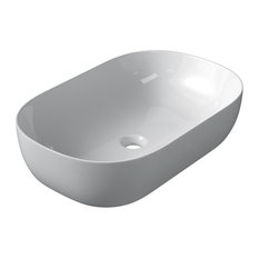 Oval Ceramic Vessel Bathroom Sink, White, 60 cm