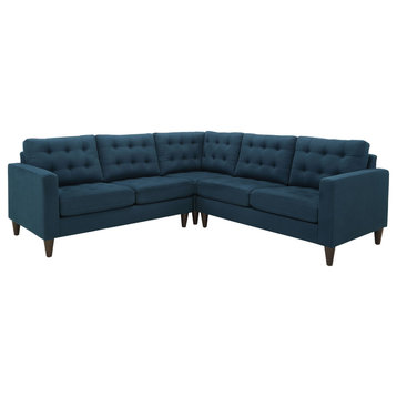 Azure Empress 3 Piece Upholstered Fabric Sectional Sofa Set