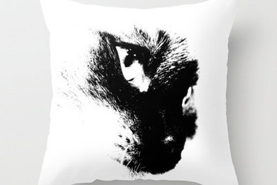 Throw Pillows, Black and white Rorchach cat