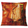 Abstract Fire Red Abstract Throw Pillow, 16"x16"