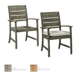 Charleston Teak Farmhouse Dining Arm Chair by Summer Classics - Outdoor Dining Chairs