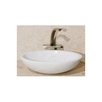 Oval Bathroom Sink, 18″ W, Carrara Marble