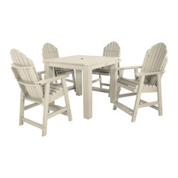 Highwood USA - Hamilton 5-Piece Square Counter-Height Dining Set, Whitewash - Outdoor Dining Sets