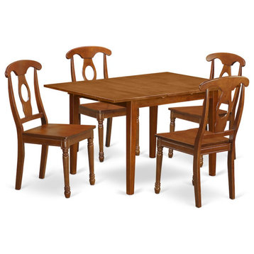 5-Piece Small Kitchen Table Set, Kitchen Table and 4 Chairs, Saddle Brown