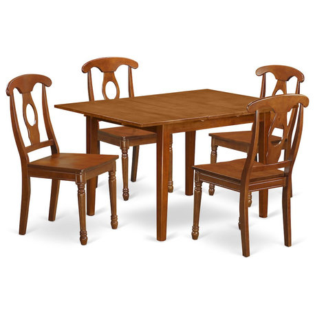 5-Piece Small Kitchen Table Set, Kitchen Table and 4 Chairs, Saddle Brown