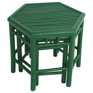 Bamboo End Table, Set Of 2, Green