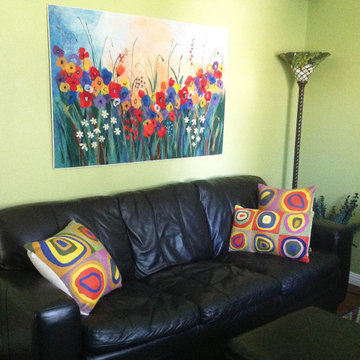Lumbar Kandinsky Cushion Cover Farbstudie Quadrate Hand Embroidered 13" x 21"