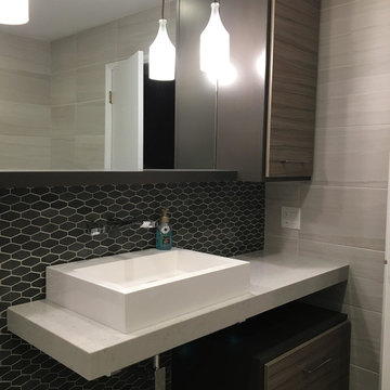 Bathroom Remodel with Black Backsplash