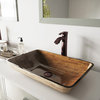 VIGO Rectangular Russet Glass Vessel Sink and Faucet Set, Amber