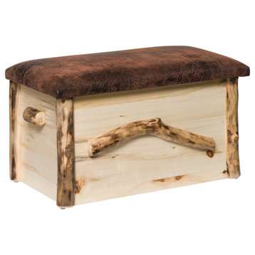 Rustic Aspen Log Blanket Chest With Seat