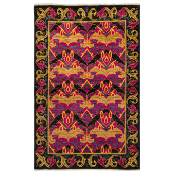 Arts and Crafts, Hand-Knotted Area Rug, 3'10"x6'0", Black