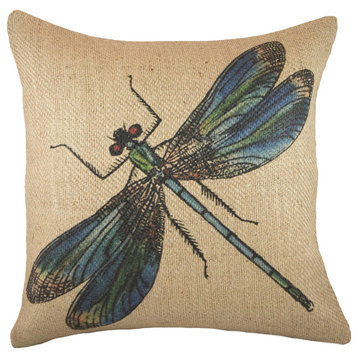 Dragonfly Burlap Pillow