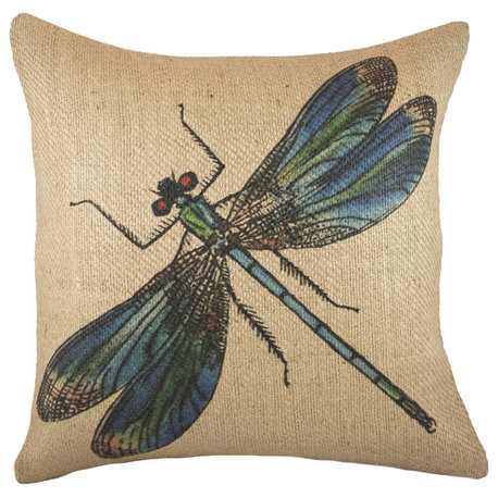 Dragonfly Burlap Pillow