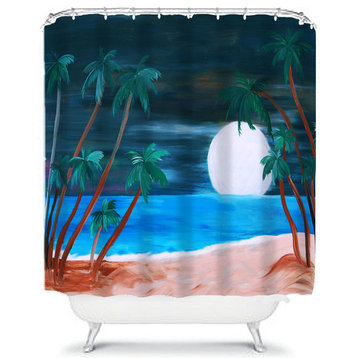 Moonlight Tropical Beach Shower Curtain