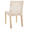 Orema Leather Dining Chair set of 2 White / Natural (teak)