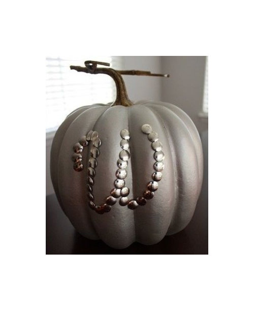 Faux Pumpkins Thumbtacks And A Tomato Cage