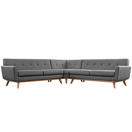 Engage L-Shaped Upholstered Fabric Sectional Sofa, Gray