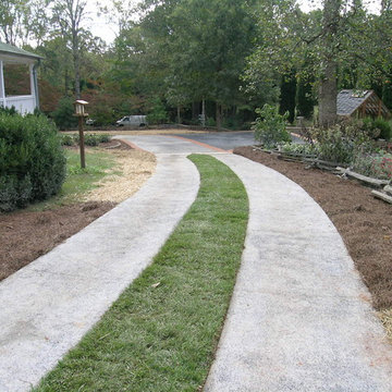 Exposed Aggregate Driveway with grass strip