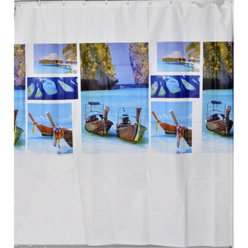 Beach Shower Curtain Peva Liner Blue 71W x 71H