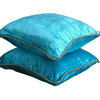 Euro Pillows Turquoise Blue Pillowcases And Sham Velvet 24x24, Turquoise Shimmer