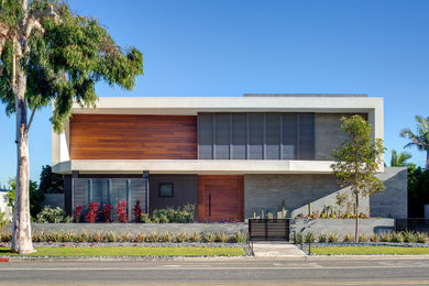 Mid-sized contemporary two-story mixed siding exterior home idea in San Diego