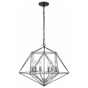 6 Light Chandelier in Denton Loanmetric Architectural Style - 22.25 Inches Wide