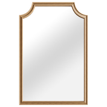Wood Framed Mirror with Scalloped, 24" x 36" Farmhouse Arch Wall Mirror